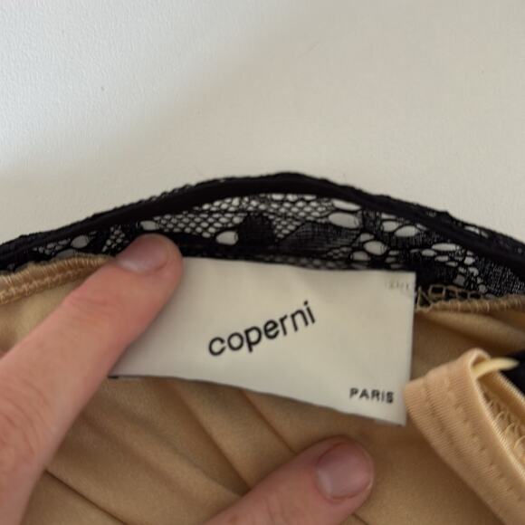 Coperni Paris Keily Lace One Shoulder Asymmetric Mini Dress Size Medium Beige - Picture 5 of 6